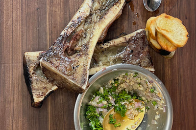 Grilled Bone Marrow with Shallot Tapenade